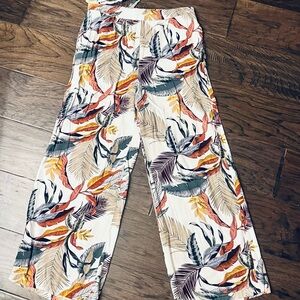 Tropical Print Set Tube Top & Wide-Leg Pants